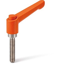 NBK LDMS-6B-50-OR-COR Machine Element Parts, Clamp Lever (Screw) with Operation Button, Orange