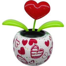 Red Solar Powered Dancing Figurines Toy-Heart Swing Dancing Flower in Pots, Shaking Head Ornament Car Dashboard Decoration Gift for Fun and Relaxation,Solar Power Kits,Learning and Education