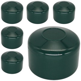 SKIR'CO (6 pcs) Fence Post Caps, Round 42.4 mm Green Plastic Caps for Round Thick-Walled Fence Posts, Fence Post Covers, Moss Green RAL 6005