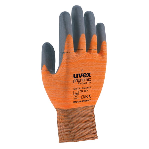 Uvex 60054-10 PHYNOMIC Foam Gloves Grey/Orange (Pack of 10)