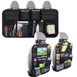 2 Pack Large Capacity Front Seat Organiser & 1 Piece Spacious Boot Storage Bag, Foldable, Multifunctional, Waterproof, Car Back Seat Organiser with Touch Tablet Holder, Bottles,