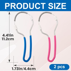 VARMDUKKE 2pcs Manual Facial Hair Remover, Stainless Steel Face Spring Epilator with Handle, Facial Threading Hair Remover Tool for Women Home, Travel - Blue, Pink