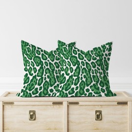 Zyadsinoudor Leopard Graphite Green Dot Pillow Cover Set of 2 Asian Oriental Square Cushion Cover 24x24in Decorative Pillow Home Cotton Linen Chic Cushion Cases for Couch Sofa Bedroom Living Room