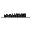 EMENTOL 11PCS E-Torx Socket Set with Rail, CR-V, 1/4" and