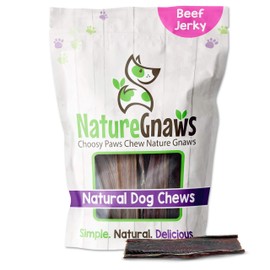 Nature Gnaws Beef Jerky Chews for Small Dogs - Premium Natural Beef Gullet Sticks - Simple Single Ingredient Tasty Dog Chew Treats - Rawhide Free - 4-5 Inch (10 Count)