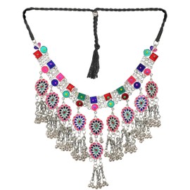 Statement Afghani Indian Ethnic Silver Oxidized Boho Handmade Fashion Tribal Tassel Choker Necklace Jewellery
