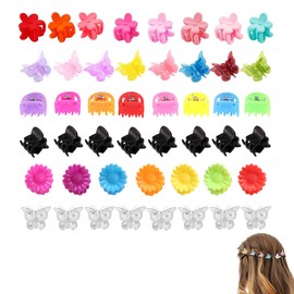 DHWEKU Pack of 48 Mini Hair Clips, Hair Claw Clip, Plastic Hair Claw, Non-Slip Handle, Small Jaw Clips for Girls and Women