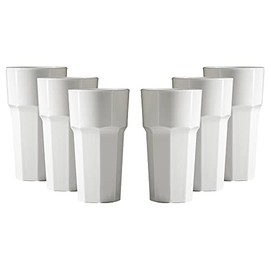 Virtually Glass Unbreakable Reusable Polycarbonate Plastic White Octagon Shaped Tumblers.(340ml/ 12oz to Rim Height 14.4cm, Max Diameter 7.9cm) Solid Gloss look made in UK (6)