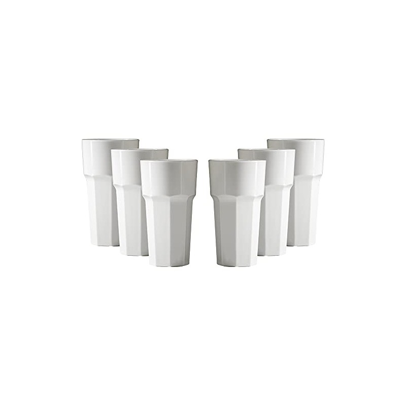 Virtually Glass Unbreakable Reusable Polycarbonate Plastic White Octagon Shaped Tumblers.(340ml/