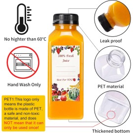 Mattel 20Pcs 16Oz Juice Bottles, Plastic Juicing Bottles with Caps, Clear Drink Cont...