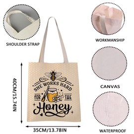 Bee Tote Bag Honeycomb Gift She Works Hard For The Honey Gift Bee Lover Gift (the Honey tote CA)