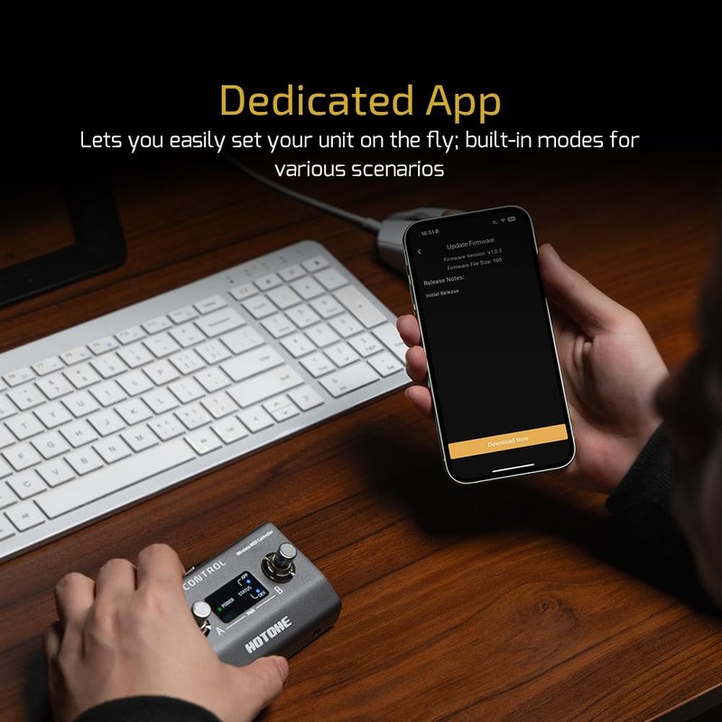 HOTONE Wireless MIDI Controller with Programmable Footswitches, Mobile App Ultra-Compact