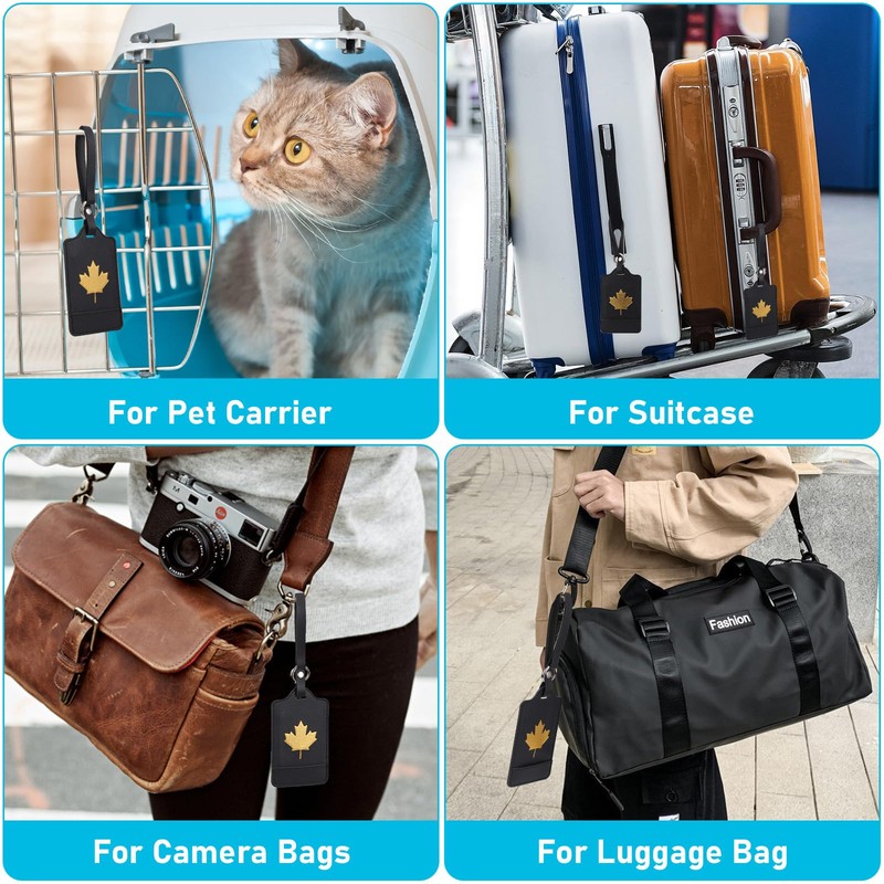 4 Pack Luggage Tag, Anyos PU Leather Travel Bag Labels
