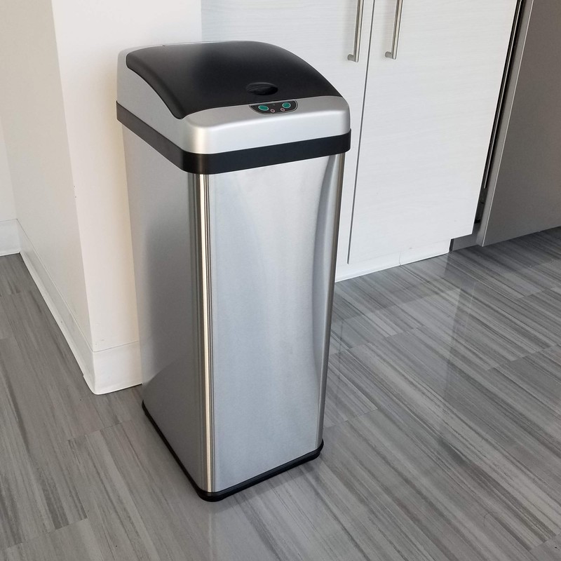 iTouchless Touchless Sensor Kitchen Trash Can, 13 Gallon, Platinum (RXACCF06)