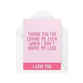 Tongue in Peach Funny Cards | Thank You For Loving Me Don't Shave My Legs Card | For Him Her Valentines Anniversary Boyfriend Husband Wife Girlfriend CBH579 White 21 x 15 x 0.2 cm TIP_CARDS_CBH579