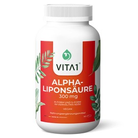 Vita1 Alpha Lipoic Acid ALA 300 mg 90 Capsules (6 Week Supply) 50% R and 50% S-Alpha Lipoic Acid Capsules from Vita1® are especially for vegans and vegetarians