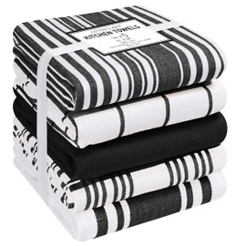 Cotton Clinic Paños de Cocina 100% Algodon Set de 5 hostelería, Trapos Cocina, Toallas de té, Toallas de Bar, Lavable a máquina Toallas de Cocina 40 x 70 cm Negro