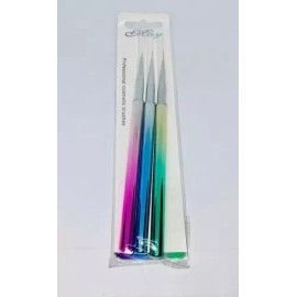 Bruvic Set 3 Pinceles Liner Decoración Uñas Acrilicas 3d Extra Fino