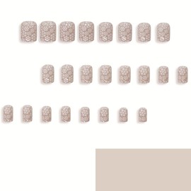 Christmas Press on Nails Short Square Fake Nails with Design Snowflake Glue on Nails White Stick on Nails Glossy Reusable Winter Xmas False Nails for Women Girls Holiday Manicure 24pcs