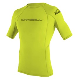 O'Neill Wetsuits Men's UV Protection Basic Skins S/S Crew, 187 LIME