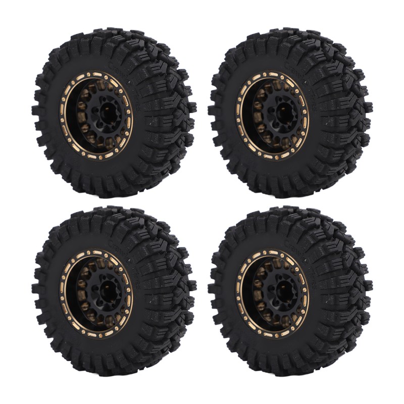4Pcs Brass Wheel Tire Set 1.2in Hub Replacement for Traxxas