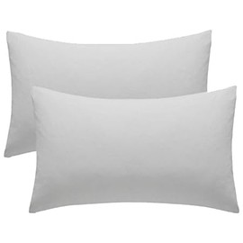 Pillow Cases 2 Pack Grey Pillow Covers 50X75CM Hotel Quality Poly Cotton (Grey, 2 Pillow Cases)
