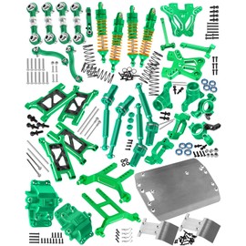RCarmubWow RC Upgrades Part for 1/18 LaTrax Teton,Shock Absorber &Driveshafts &Suspension Arms &Shock Tower &Body Post &Diff Housing &Chassis &Turnbuckles Camber Links &Caster Block Set,Green