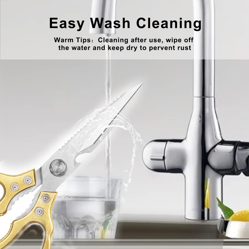 AWinjoy Kitchen Scissors, Heavy Duty Sharp Shears Dishwasher Safe, Kitchen