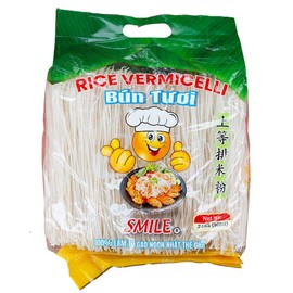 Bun Tuoi Smile - Smile Rice Vermicelli – Bún Đầu Bếp – 2 lbs (Pack of 4) – Premium Vietnamese Fresh Rice Noodles – Non-GMO, Gluten-Free