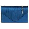 Girly Handbags Womens Satin Pleated Clutch Bag (Denim)