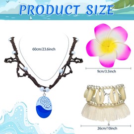 Amslia Princess Ocean Costume Accessories, Princess Ocean Accessories with Flowers Garland Headband Pendant Necklace Boho Shell Anklet for Women Dress Up