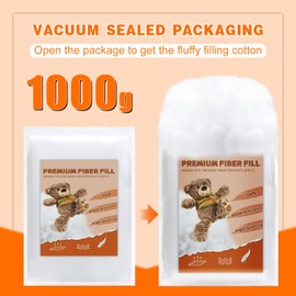 1000g/35.27OZ Polyester Fiberfill Stuffing, Poly Filling Stuffing, Recycled Premium Polyester Fiber, High Resilience Fiber Fill Stuffing, Pillow Stuffing for Pillows, Cushions Stuffing DIY Crafts