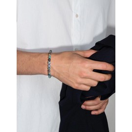 GAVU Gemstone Bracelets with Fleur de Lis Charm Bracelet for Men, Stone, Azurite