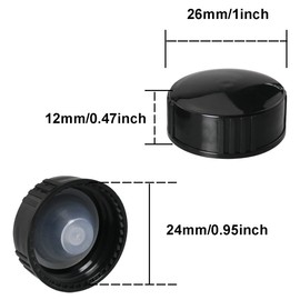 MEETOOT 12pcs Phenolic Resin Cover 24mm Black Poly Seal Screw Caps for Daily Chemicals, Food, Cosmetics Bottles