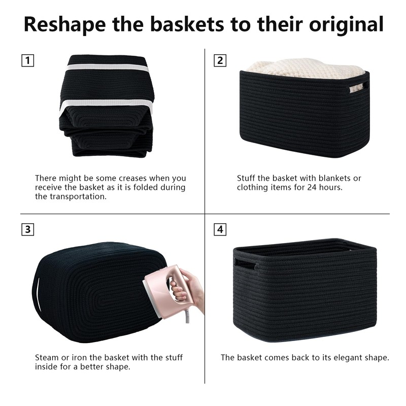 OIAHOMY 4 Pack Storage Baskets for Organizing, Cube Storage Bins