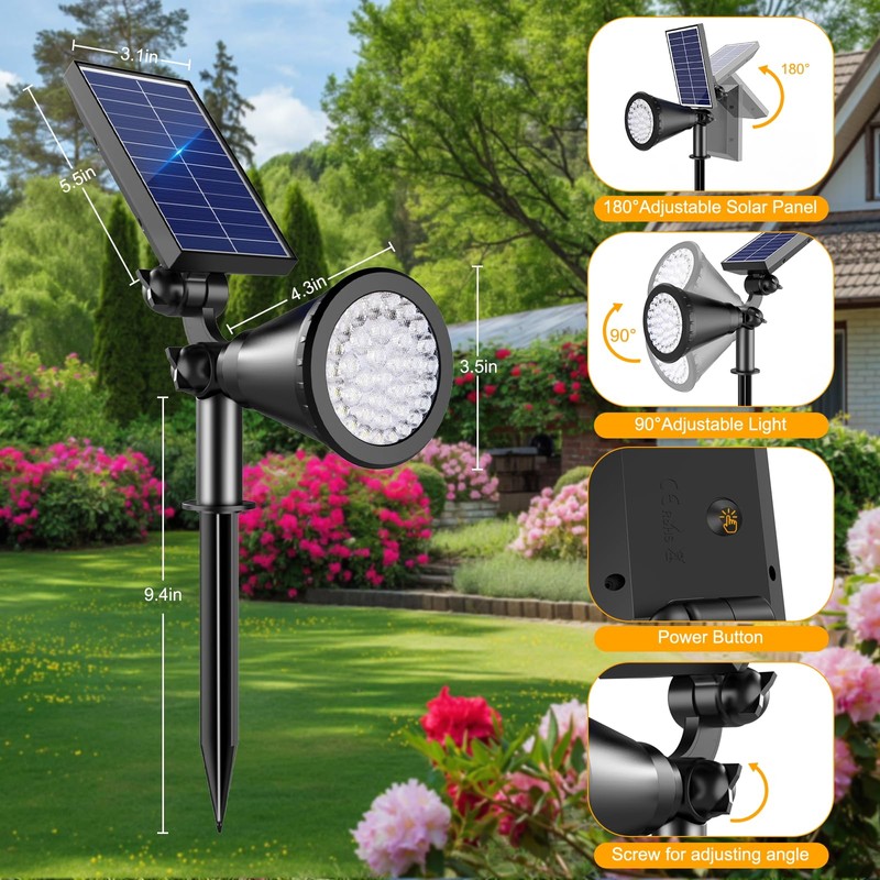 APOMAO Solar Lights Outdoor Waterproof, 36 LEDs 1000LM Adjustable Solar