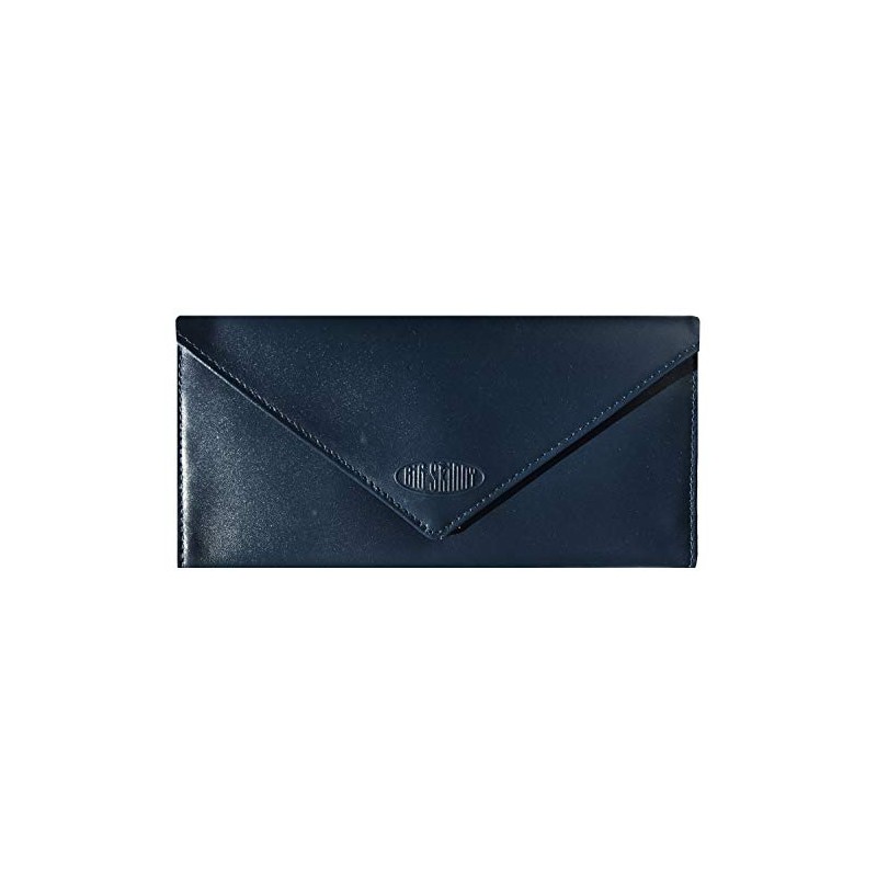 Big Skinny Slimvelope Leather Tri-Fold Checkbook Slim Wallet, Navy