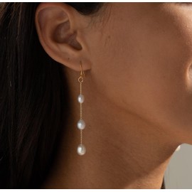 SUFOPE Pearl Earrings for Women,Gold Dangling Earrings Dainty Pearls Drop Earring Freshwater Wedding Earring for Brides Cute Small Pearl Jewelry for Gift