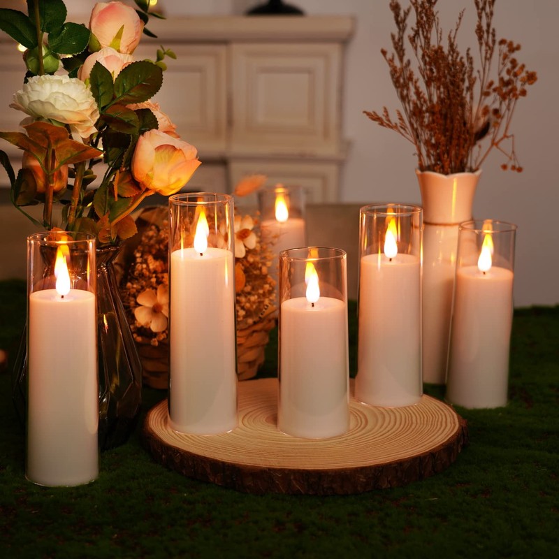 Amagic Pure White Flameless Candles, Battery Operated Candles, Acrylic Flickering