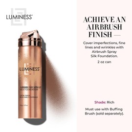 LUMINESS Silk Airbrush Spray Foundation - Full Coverage Foundation - Formula Hydrates & Moisturizes with Hyaluronic Acid, Aloe Vera & Hydrolyzed Silk (Shade - Rich)