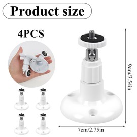 4 Stück Kamerahalterung Wandmontage verstellbar für Innen und Außen, 6,35 mm Schraubgewinde, 360° drehbar, 90° neigbar, ABS Kunststoff, kompatibel mit den meisten Kameramodellen, ohne Schrauben