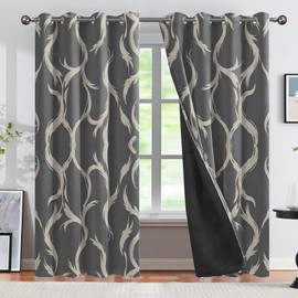 CSFOTO Black Grey Abstract Blackout Curtains 2 Panels Brown Striped Pattern Home Decor Curtains Bedroom Living Room Thermal Insulated Light Blocking Curtains 42x84 Inches