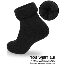 OCERA Super Thermal Socks for Men, 2 Pairs Ultra Warm Winter Socks with Fluffy Inner Lining, 1 black + 1 grey