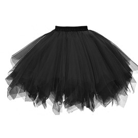 GOOBGS Musever 1950s Vintage Ballet Bubble Skirt Tulle Petticoat Puffy Tutu Black Large/X-Large