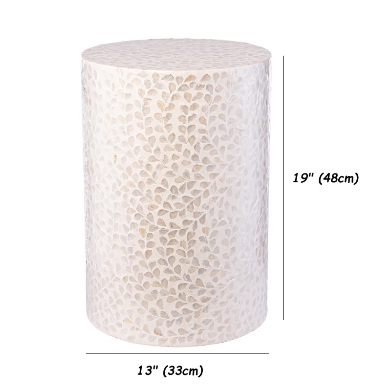 PEMAR Capiz Shell Cylinder Drum End Table Nacre Capiz Shell
