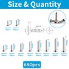 Zmbroll M2 Silver Countersunk Head Self-Tapping Screws 650Pcs Phillips Drive