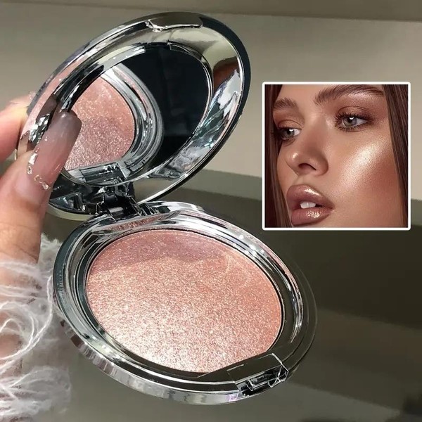 1pc Single Color Highlighter Powder for Face and Eyes, Long-Lasting