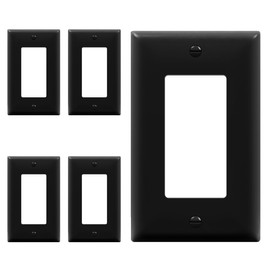 ENERLITES Decorator Light Switch or Receptacle Outlet Wall Plate, Gloss Finish, Size 1-Gang 4.50" x 2.76", Unbreakable Polycarbonate Thermoplastic, UL Listed, 8831-BK-5PCS, Black, 5 Pack