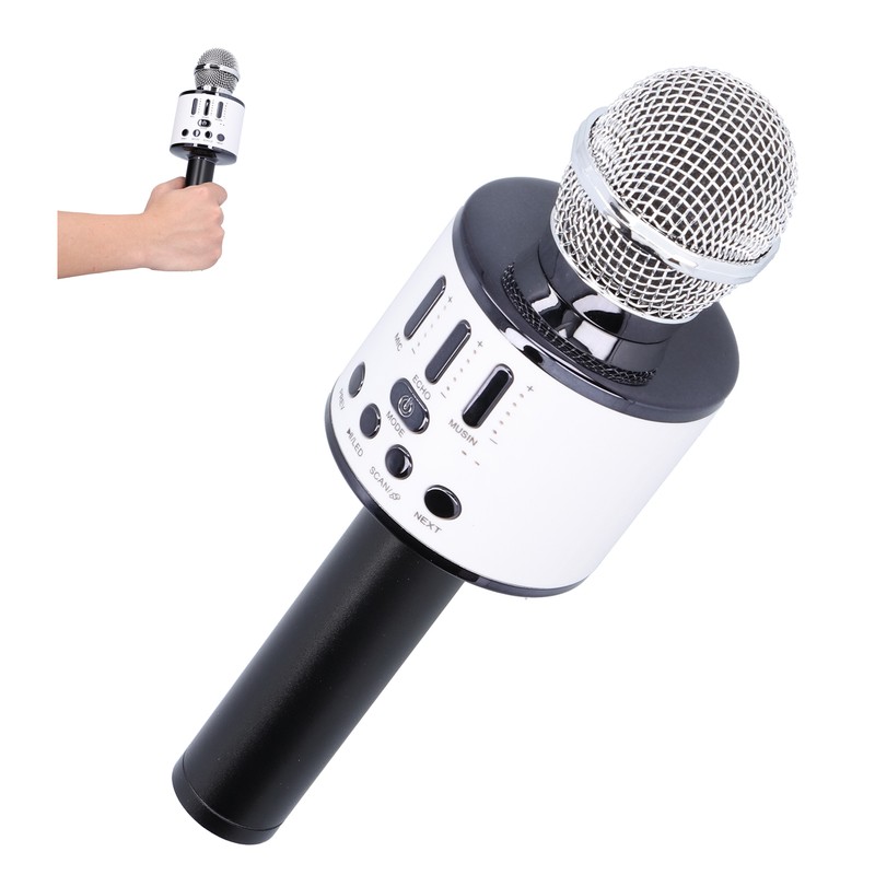 Q88 Microphone Wireless Bluetooth Karaoke LED Portable Handheld Black for