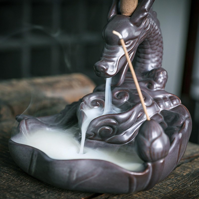 Dragon Incense Waterfall Burner Ceramic Smoke Backflow Incense Holder Include